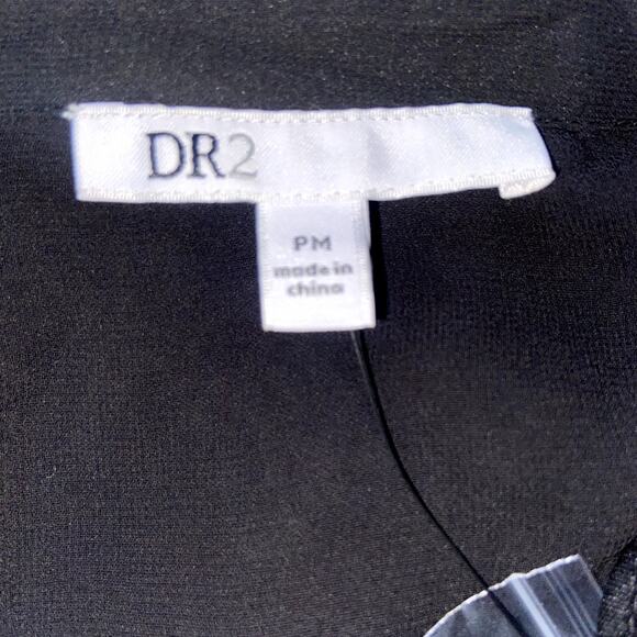 DR2 Black Blouse Women Medium Petite Sheer Long Sleeves With Tank NWT * - Picture 2 of 4